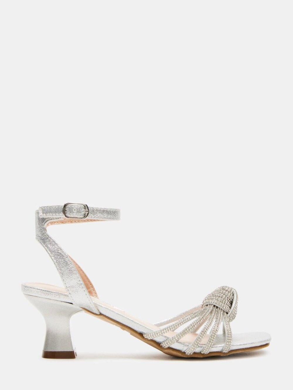 Steve Madden Kids Sz 3 Lucia Silver Rhinestone Ankle-Strap Sandals NEW